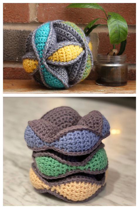 Amish Puzzle Ball Free Crochet Patterns - DIY Magazine Amish Puzzle Ball Crochet Free Pattern, Crochet Figit Toys, Fidget Crochet Patterns Free, Crochet Figit Toys Free Pattern, Crochet Fidgets Free Pattern, Puzzle Ball Pattern, Fidget Crafts, Fidget Crochet, Crochet Hacky Sack