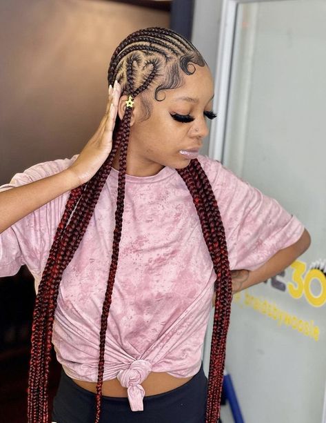 Hearts Braids, Hairstyles Peekaboo, Heart Braids, Heart Braid, Weave Ponytail Hairstyles, Peekaboo Hair, Hair Charms, Big Box Braids Hairstyles, Feed In Braids Hairstyles