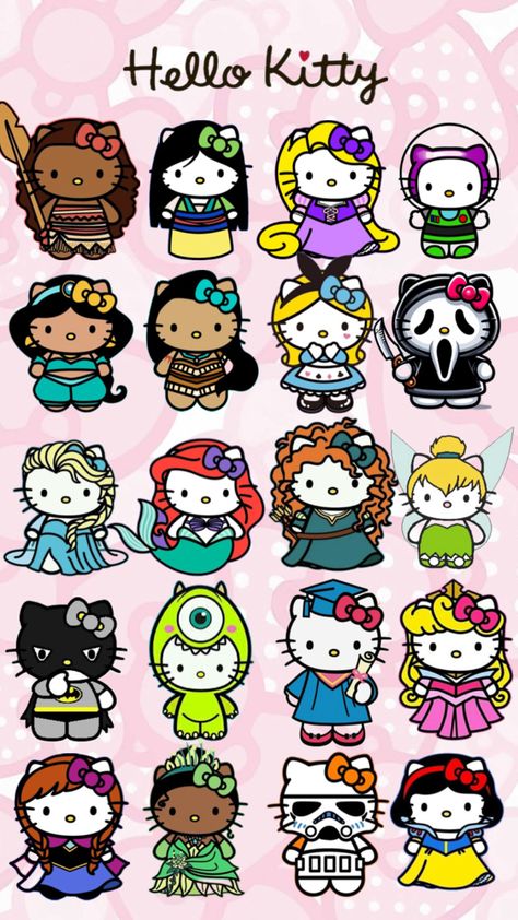 Hello Kitty Sanrio Characters, Cute Posters For School Projects, Hello Kitty Loteria, Egyptian Hello Kitty, Hello Kitty As Characters, Hello Kitty Art Wallpapers, Harry Potter Hello Kitty, Sanrio Graphic Design, Hello Kitty Drawing Cute