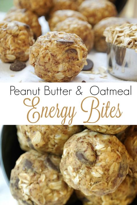 Healthy Peanut Butter Oatmeal, Oatmeal Energy Bites, Healthy Snack Recipe, Peanut Butter Energy Balls, Peanut Butter Energy Bites, Energy Bites Recipes, No Bake Energy Bites, Nutritional Snacks, Energy Ball Recipe