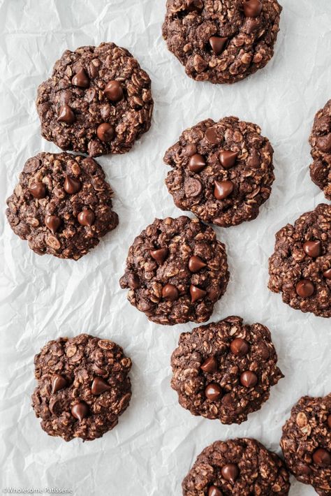 Chocolate Oat Cookies, Oat Chocolate Chip Cookies, Oat Cookie Recipe, Dark Chocolate Chip Cookies, Biscuits Diététiques, Chocolate Oatmeal Cookies, Double Chocolate Chip Cookies, Chocolate Oats, Double Chocolate Cookies