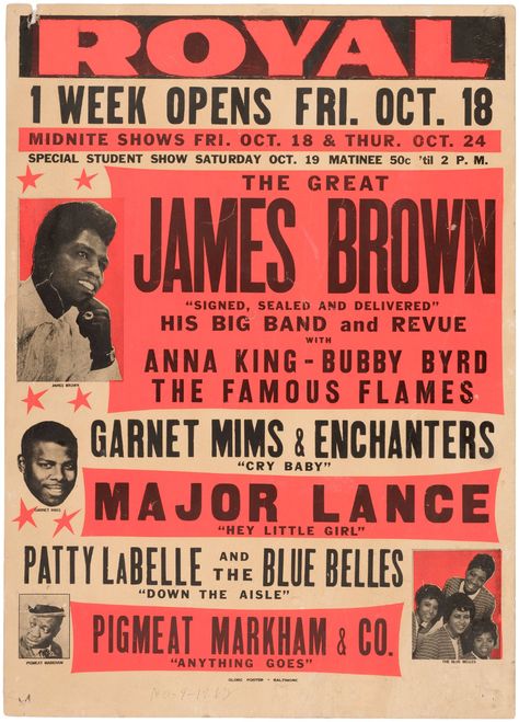 Hake's - JAMES BROWN 1963 BOXING STYLE CONCERT POSTER. Vintage Concert Posters, Music Concert Posters, Billie Holiday, Boogie Woogie, Music Images, Concert Poster, Rock Concert, James Brown, Rock Posters