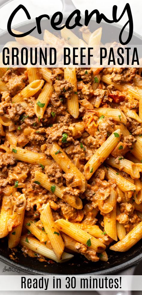 Creamy Ground Beef Pasta, Creamy Ground Beef, Ground Beef Pasta Recipes, Beef Pasta Recipes, Ground Beef Pasta, Beef Pasta, Dinner With Ground Beef, Pasta Dinners, Ground Beef Recipes Easy