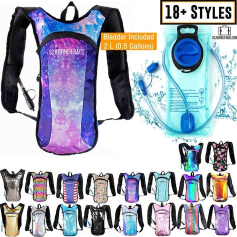 Hydration Pack Backpack - 2L Water Bladder included - festivals, raves, hiking, biking, Camelbak, ru Fanny Pack Cute, Water Backpack, Waist Bag Fashion, Water Bladder, Diy Backpack, Pack Backpack, Cute Prints, Hydration Pack, Computer Backpack