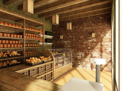 A small bakery :) on Behance French Coffee Shop, Old Bakery, Butik Design, Vintage Bakery, Bakery Shop Design, Bakery Store, Bakery Interior, Small Bakery, Bakery Design Interior