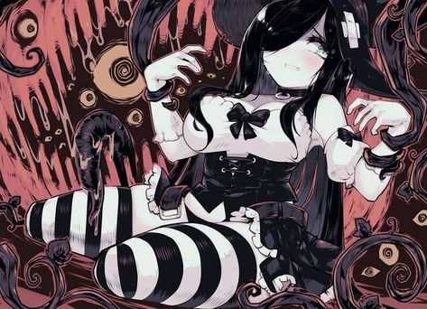 The Crawling City, Crawling City, Anime Expo, Anime Character Design, Aesthetic Anime, Art Girl, Anime Drawings, Happy Halloween, Cute Drawings