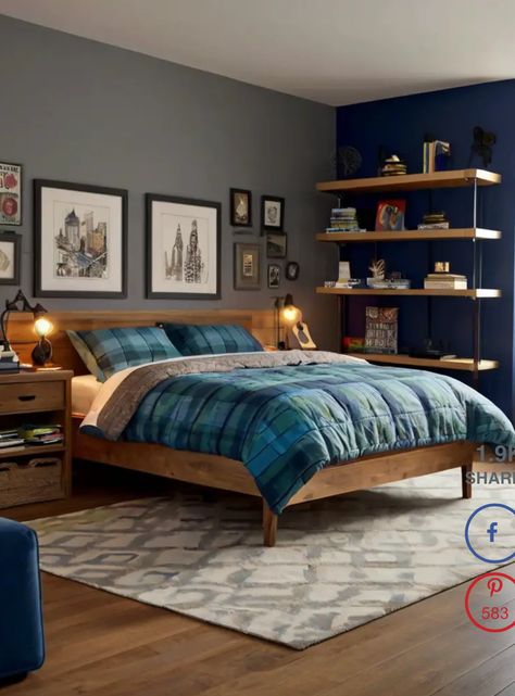 Guy Bedroom, Christian Room, Bedroom Navy, Boys Room Blue, Boy Bedrooms, Room Revamp, Teenage Boy Room, Boy Rooms, Teen Boy Room