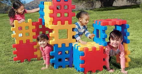 Giant Building Blocks, Best Outdoor Toys, Outdoor Toys For Toddlers, Playground Toys, Construction For Kids, Gross Motor Activities, Outdoor Toys For Kids, Indoor Activities For Kids, Little Tikes