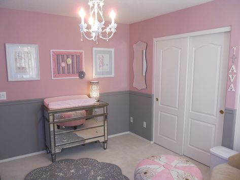 pink and gray: BRITT must have a girl so we can do this! Girls Bedroom Grey, Pink And Grey Room, Pink And Gray Nursery, Pink Girl Room, Girl Bedrooms, Gray Walls, Girl Nursery Room, Grey Room