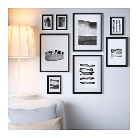 KNOPPÄNG Frame with poster, set of 8 - IKEA Ikea Frames Gallery Wall, Ikea Gallery Wall, Picture Wall Shelf, Frames Gallery Wall, Gallery Wall Template, Budget Friendly Living Room, Picture Gallery Wall, Gallery Wall Layout, Wall Frame Set