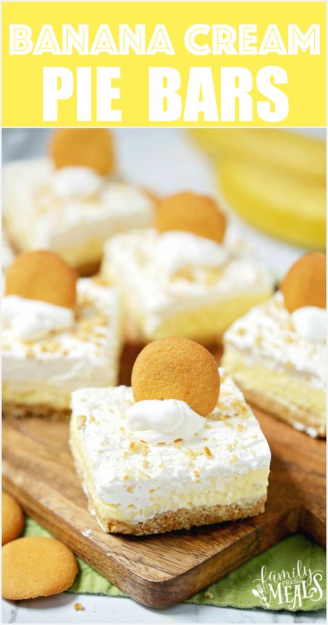 Banana Cream Pie Bars, Puding Pisang, Easy Banana Cream Pie, Instant Banana Pudding, Banana Cream Cheesecake, Banana Cream Pie Recipe, Banana Pie, Banana Pudding Cheesecake, Recipe Banana