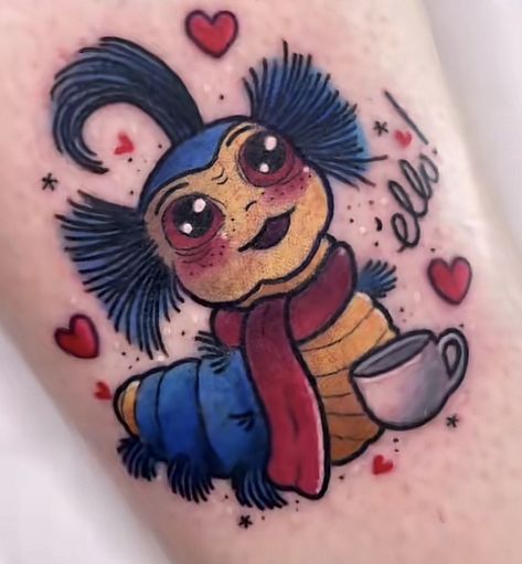 Animal Crossing Traditional Tattoo, Richard Scary Tattoo, Miss Piggy Tattoo Ideas, Reading Rainbow Tattoo, 90s Childhood Tattoo Ideas, Nostalgic Tattoos 2000s, Brave Little Toaster Tattoo, Labyrinth Worm Tattoo, Batty Ferngully Tattoo