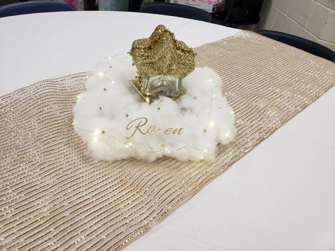 Star /cloud centerpieces # centerpieces #clouds#stars Cloud Center Piece, Cloud Baby Shower Centerpieces, Cloud Centerpiece Diy, Cloud Centerpiece Baby Shower Ideas, Twinkle Twinkle Little Star Centerpieces, Cloud Centerpieces, Cloud Centerpiece, Cloud Birthday, Baby Eye