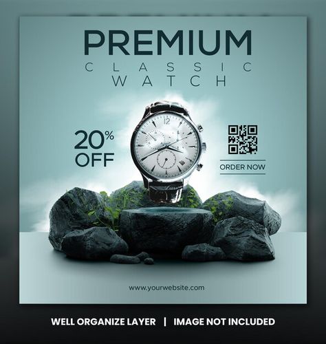 Watch Promotion Design, Creative Facebook Post Design, Creative Posts Design, Creative Banner Design Ideas, Creative Post Design Ideas, Watch Banner Design, Watch Social Media Post, Watch Poster Design, Product Ads Design