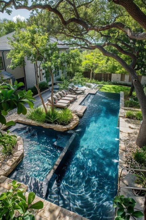 Patio Games, Bio Pool, Swimming Pool Pond, Natural Swimming Pools, Hawaii Homes, Natural Swimming Pool, Backyard Landscaping Ideas, Dream Pools, Backyard Pool Designs