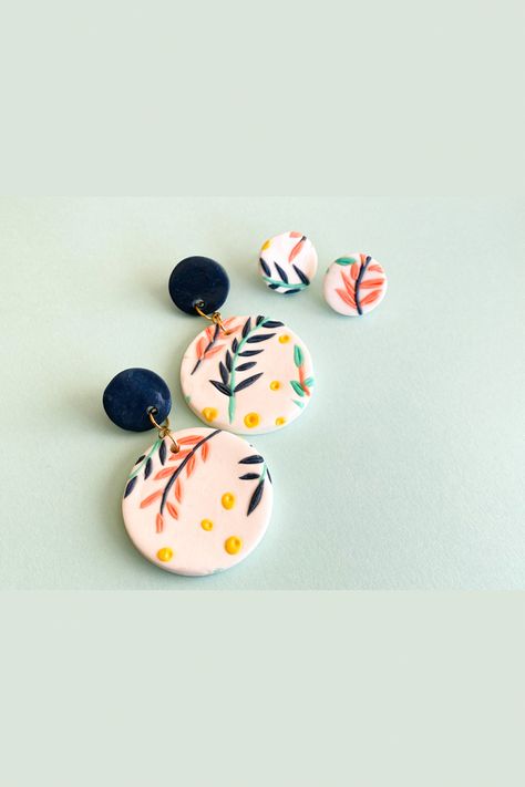 Black Owned Jewelry, Clay Business, Something Blue For Bride, Flower Earrings Dangle, Flower Clay, Plant Earrings, White Flower Earring, Botanical Earrings, Flower Earring