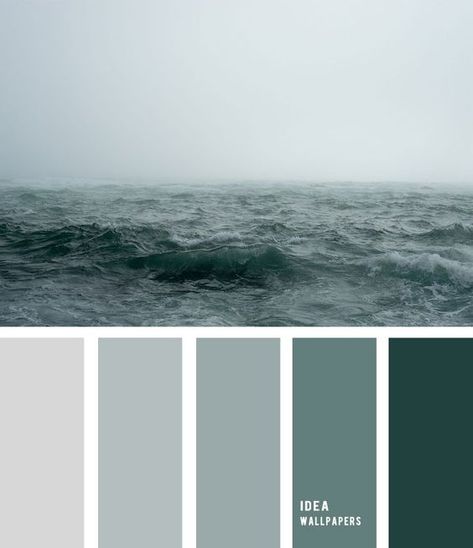 Ocean Colour Palette, Green Color Palette Bedroom, Ocean Color Palette, Bedroom Colour, Bedroom Colour Palette, Color Schemes Colour Palettes, Green Ocean, Living Room Color Schemes, Grey Color Palette