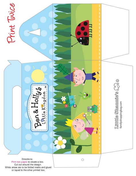 Large Box Ben & Holly Ben And Holly Party Ideas, Ben And Holly Cake, Flag Food, Hello Kitty Printables, Ben And Holly, Peppa Pig Birthday Party, Fondant Cake Toppers, Peppa Pig Birthday, Hollywood Party