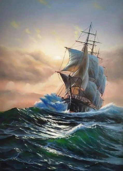 Ghost Ship Art, Evening Painting, Pirate Ship Art, Navi A Vela, Old Sailing Ships, Pirate Art, Portraiture Painting, Background Design Vector, Ship Paintings