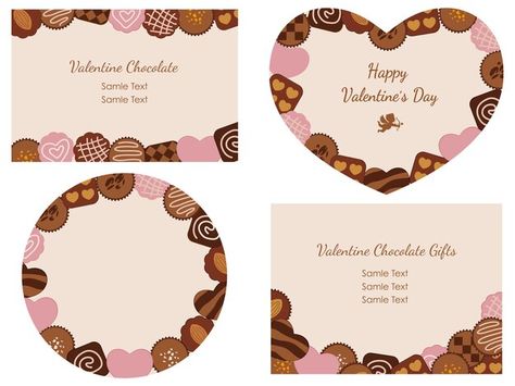 Vector a set of four valentine’s day car... | Premium Vector #Freepik #vector #wedding-heart #romantic-frame #heart-frame #love-art Graham Balls Logo, Graham Balls, Chocolate Ideas, Valentine Chocolate, Chocolate Gifts, Vector Photo, Chocolates, Premium Vector, Graphic Resources