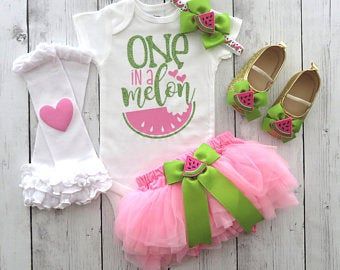 First Birthday Outfits Monthly Onesies Baby by noellebydesign Watermelon 1st Birthday, Watermelon Invitations, Girl Cake Smash, 1st Birthday Dress, Pink First Birthday, Ribbon Tutu, 1st Birthday Dresses, Watermelon Decor, Watermelon Birthday