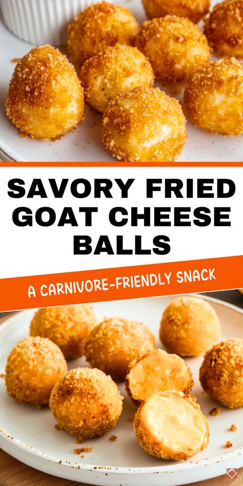 Make your carnivore diet entertaining a breeze with these fried goat cheese balls! This recipe delivers a crispy exterior with a creamy, cheesy center that’s perfect for appetizers or party snacks. Low-carb and easy to prepare—save this pin for later! Carnivore Appetizers For Party, Carnivore Appetizers, Fried Goat Cheese Balls, Carnivore Snacks, Goat Cheese Balls, Carnivore Diet Recipes, Meal Planning Easy, Fried Goat Cheese, The Carnivore Diet