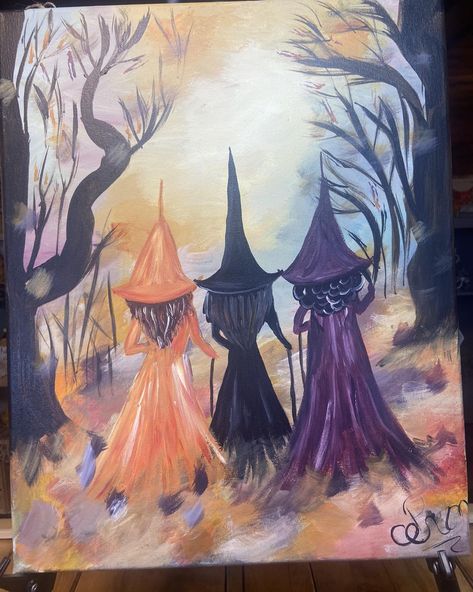 🧙‍♀️My first witch painting flew off the shelf, 🧹🧹so here’s her sister—with a vibrant twist of color! Get ready for some magic🪄🧙‍♀️ https://customartwi.etsy.com/listing/1800477913 Witchy Aesthetics, Art For Halloween, Purple Artwork, Whimsical Autumn, Witch Painting, Orange Green Purple, Autumn Witch, Three Witches, Witchy Aesthetic