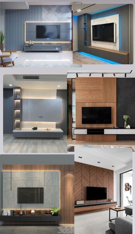 Lobby Lcd Panel Design Modern, Tv Wall Wardrobe Design, Tv Unit Design Grey, Television Unit Design, Panaling Designs, Lcd Panel Designs, Latest Tv Unit Designs, Tv Cabinet Wall Design, Lcd Wall Design