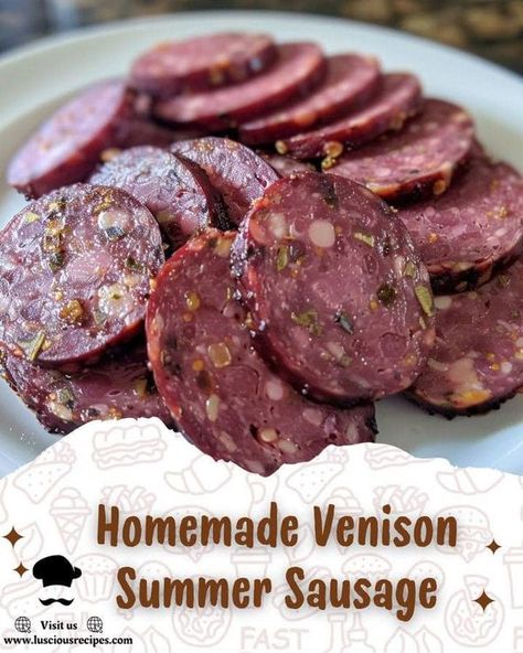 Venison Summer Sausage, Venison Summer Sausage Recipe, Wild Duck Recipes, Homemade Summer Sausage, Venison Sausage Recipes, Summer Sausage Recipes, Sausage Ingredients, Smoked Sausage Recipes, Deer Recipes