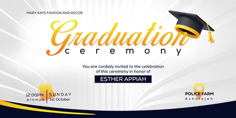 Gradients of yellow
Dark blue color 
Whites for background
Script font and straight font Graduation Envelope Design, Invitation Envelope Design, School Invitation Card, Graduation Ceremony Invitation, Graduation Invitation Design, Ceremony Invitation, Latest African Men Fashion, Invitation Envelope, Graphic Design Flyer