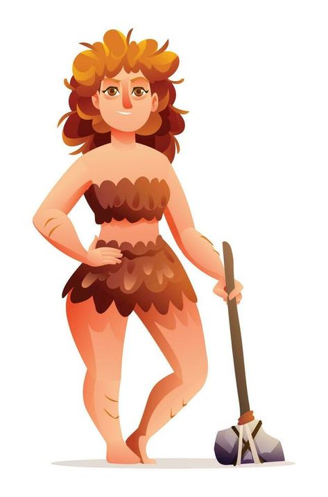 Primitive woman character. Prehistoric stone age cave woman vector illustration Prehistoric Woman Art, Prehistoric Woman, Learning Diary, Cave Woman, Stone Age Tools, Woman Character, Aged Clothing, Woman Vector, Stone Age