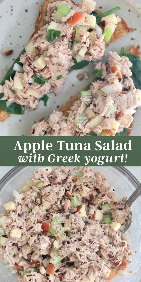 Healthy Meals With Greek Yogurt, Yogurt Tuna Salad, Easy Tuna Lunch Ideas, Tuna Salad With Yogurt, Tuna Salad Wrap, Dill Pickle Tuna Salad, Greek Yogurt Lunch Ideas, Healthy Tuna Salad Recipe, Tuna Grape Salad