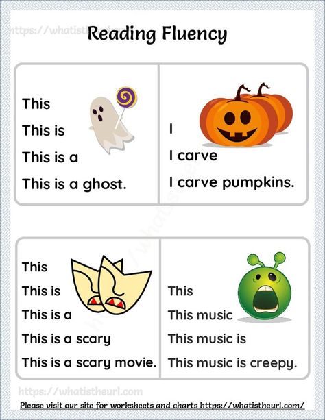 This reading fluency worksheet is created in the Halloween theme.Please download the PDF Free Reading Fluency Worksheets – Exercise 27 (Halloween Theme) Fluency Worksheets, Worksheet For Preschoolers, 1st Grade Reading Comprehension, Phonics Reading Passages, Shape Activities Preschool, Reading Comprehension For Kids, Sentence Activities, Halloween Reading, Fluency Passages