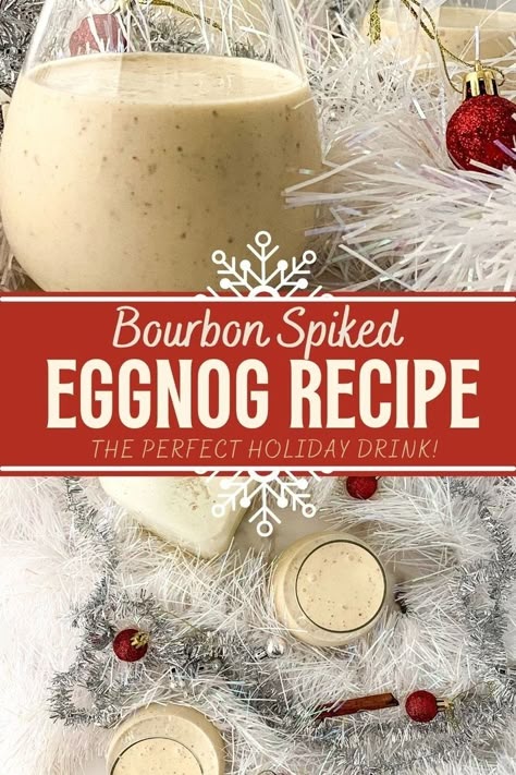 Bourbon eggnog recipe Spiked Eggnog Recipe Easy, Eggnog Alcoholic Drinks, Eggnog Spiked, Cooked Egg Nog, Eggnog Cocktail Recipe, Eggnog Recipe Spiked, Alc Drinks, Bourbon Eggnog, Alcoholic Eggnog