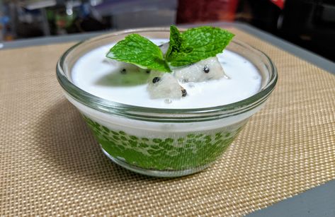 Pandan Tapioca + Coconut Milk Dessert Thai Tapioca Dessert, Pandan Drink, Tapioca Dessert, Coconut Milk Dessert, Coconut Milk Drink, Milk Dessert, Tapioca Pearls, Thai Dessert, Types Of Fruit