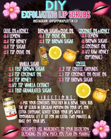 Lip Scrub Recipe, Exfoliating Lip Scrub, Lip Scrub Diy, Lip Scrubs, Lip Exfoliator, Clear Skin Tips, Beauty Tips For Glowing Skin, Diy Scrub, Diy Lips