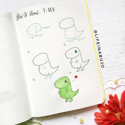 Trin For Trin Tegning, How To Doodle, Doodle Journal, Konst Designs, Journal Tutorials, Doodle Art For Beginners, Sketch Note, Doodle Art Journals, Animal Doodles