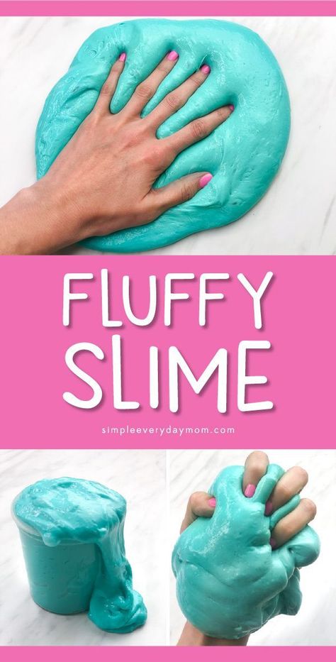 Easy Borax Free Slime Recipe For Kids | Slime is an awesome and simple kids activity that's a blast to play with. This fluffy slime is made with contact lens solution, baking soda, and shaving cream!     #slime #slimerecipes #slimevidoes #fluffyslime #howtomakeslime #simpleeverydaymom #ideasforkids #ece #sensory #sensoryplace #children #kidsandparenting Easy Fluffy Slime Recipe, Best Fluffy Slime Recipe, Fluffy Slime Recipe, Making Fluffy Slime, Recipe For Kids, Slime For Kids, How To Make Slime, Fluffy Slime, Slime Recipe