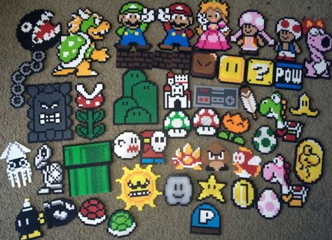 Super Mario World Perlers Hama Beads Mario, Hama Mario, Perler Bead Mario, Nerd Crafts, Art Perle, 8bit Art, Hama Beads Design, Perler Bead Templates, Diy Perler Bead Crafts