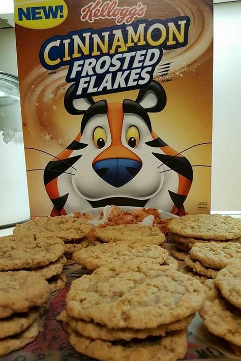 Cinnamon Frosted Flake Cookies Frosted Flake Cookies, Flake Recipes, Cookies Recipe, Frosted Flakes, My Kitchen, Kitchen Aid, Eating Well, Frosted Flakes Cereal Box, Baking Powder