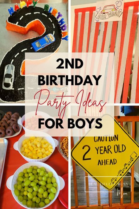 2nd Birthday Vehicle Theme, Birthday Party Ideas For 2 Year Boy, Two Year Birthday Theme Boy, 2nd Birthday Party Ideas For Boys, Vehicle Themed Birthday Party, Two Year Old Birthday Party Boy, Second Birthday Party Ideas, Vehicle Birthday Party, Transportation Birthday Theme