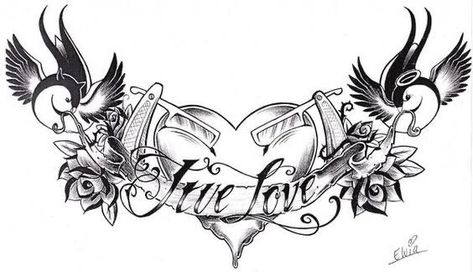 Rockabilly Tattoos, True Love Tattoo, Stomach Tattoos Women, Rockabilly Tattoo, Rockabilly Art, Key Tattoos, Skull Coloring Pages, Diamond Tattoos, Chest Tattoos