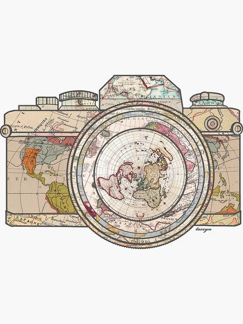 Pegatina «Viaje» de taszyn | Redbubble Travel Map Aesthetic, Travel Stickers Aesthetic, Travel Stickers Printable, Map Aesthetic, Aesthetic Usa, Camera Sticker, Travel Journal Scrapbook, Stickers Aesthetic, Travel Drawing