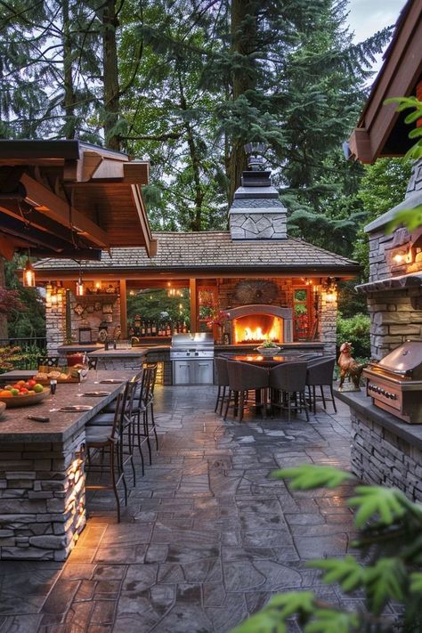 🍀Totally Mesmerized by This Design Kitchen Italy, Garden Ideas Budget Backyard, Small Outdoor Kitchen Ideas, Fireplace Patio, Small Outdoor Kitchen, Ideas For Backyard, Cabin Rustic, Rugged Cross, Log Cabin Rustic