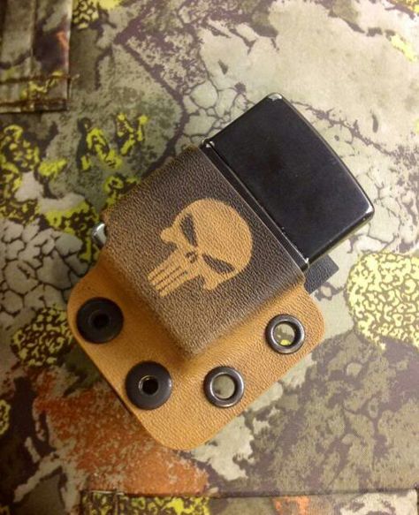 Kydex punisher zippo lighter holster Diy Holster, Kydex Ideas, Turkey Mounts, Kydex Projects, Edc Tactical, Kydex Holster, Lighter Case, Tactical Equipment, Survival Equipment