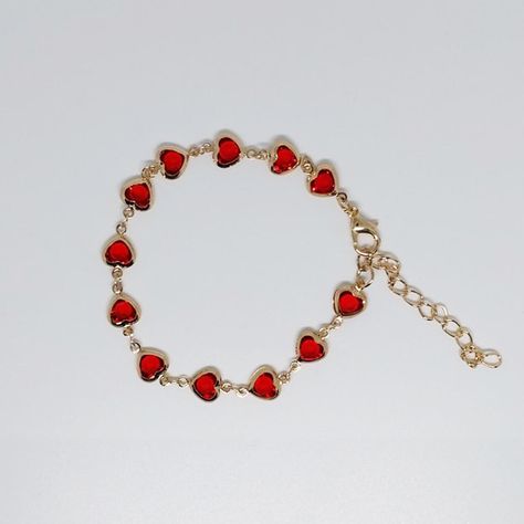 Red Charm Heart Bracelet - Imitation Crystal Hearts For Women Hand  - Jewelry Lobster Hook Chain by JadoreDeCharms on Etsy Red Charm, Delicate Chain, Hook Clasp, Hand Jewelry, Crystal Heart, Heart Bracelet, Ideal Gift, Ukraine, Jewelry Bracelets