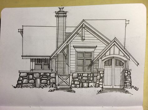 Bungalow sketch Bungalow Sketch, Whimsical Cottage, Bungalow, Cottage, Sketch, Quick Saves