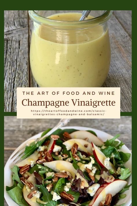 Salad Dressing With Champagne Vinegar, Champagne Vinegrette Salad Dressing, Champagne Dressing Salad, Ina Garten Vinaigrette Salad Dressings, Champagne Salad Dressing Recipe, French Vinegrette Recipe, Sweet Vinegarette Dressing Recipe, Wine And Cheese Salad Dressing, Champagne Dressing Recipe