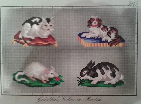 Charts Patterns, Berlin Woolwork, Vintage Animals, Wool Work, Miniature Embroidery, Victorian Pattern, Perforated Paper, Embroidery Patterns Vintage, Animal Patterns