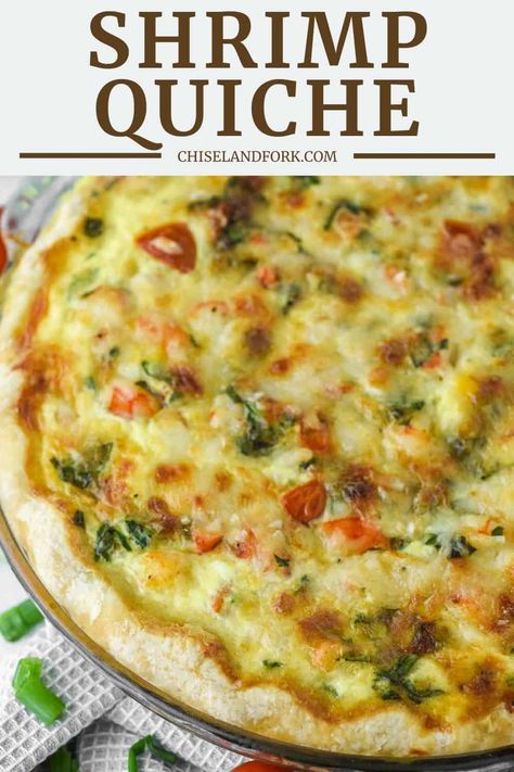 Shrimp Brunch Ideas, Shrimp Breakfast Recipes, Shrimp Quiche Recipes Easy, Shrimp Quiche Recipes, Crustless Shrimp Quiche Recipes, Crustless Milk Tart, Seafood Quiche Recipes, Seafood Quiche Recipes Shrimp, Quiche With Mozzarella Cheese